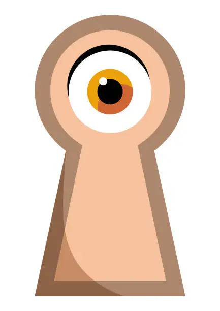 Vector illustration of Person looking through a keyhole