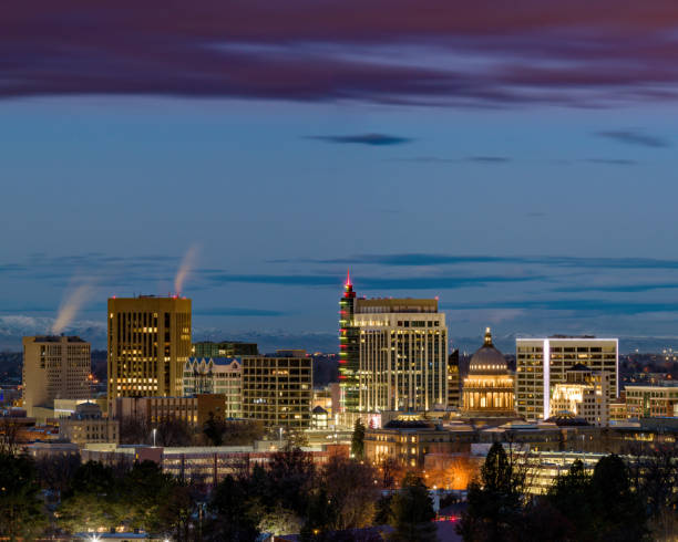istock Close up of Boise Skyline at night 1479148768
