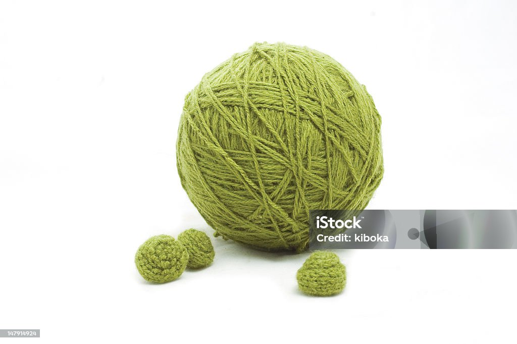 ball of yarn green thread ball isolated on white background Art And Craft Stock Photo