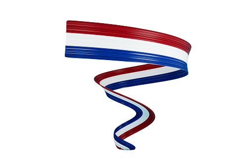 3d Flag Of Netherlands, 3d Shiny Waving Flag Ribbon Isolated On White Background, 3d illustration