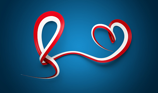 Heart shaped Ribbon isolated on white.