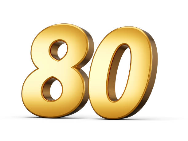 istock 3d Shiny Gold Number 80, Eighty 3d Gold Number Isolated On White Background, 3d illustration 1479151165