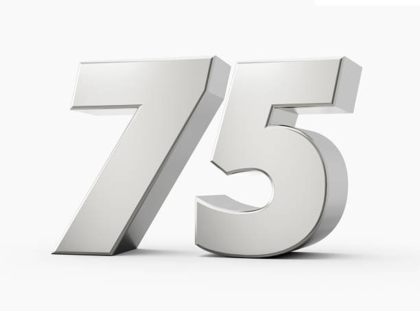 istock Silver 3d numbers 75 Seventy Five . Isolated white background 3d illustration 1479152657