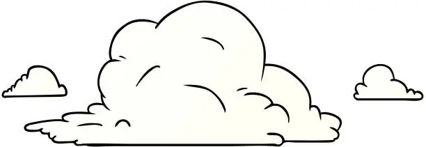 Vector illustration of hand drawn gradient cartoon doodle of white large clouds