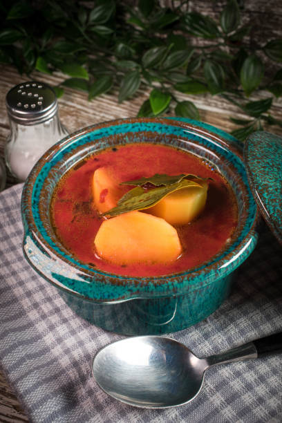 istock Red borscht soup in bowl. 1479154829