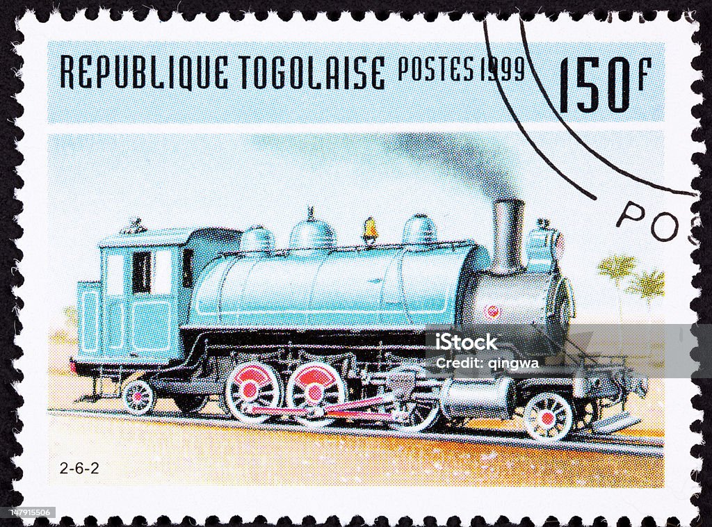 取消トーゴ鉄道郵便切手旧鉄道蒸気機関車 - エンジンのロイヤリティフリーストックフォト