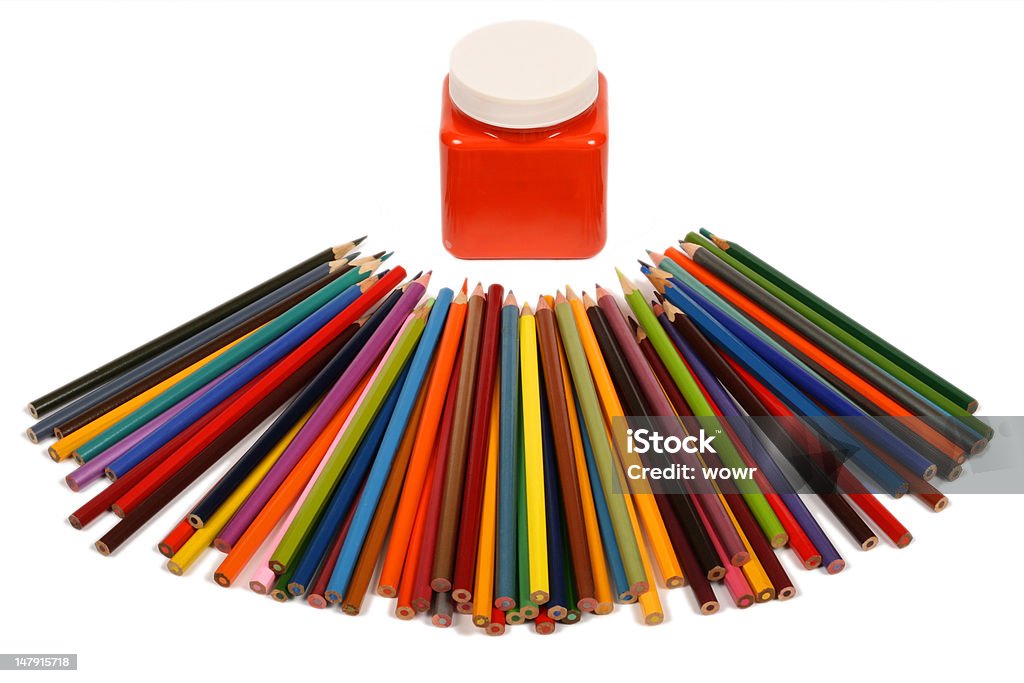 カラー鉛筆、瓶のペイント - カットアウトのロイヤリティフリーストックフォト