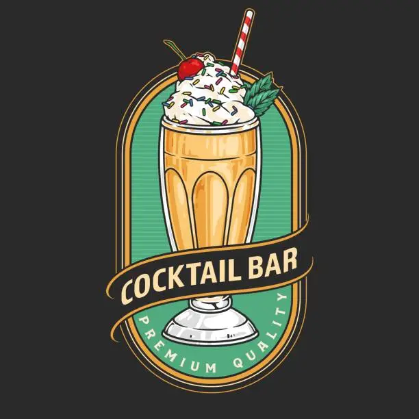 Vector illustration of Cocktail bar colorful vintage sticker