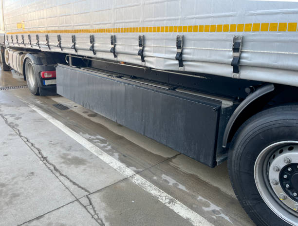 istock Box in a semi-trailer with stacked wooden pallets 1479159741