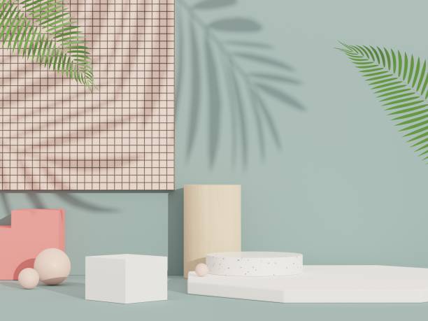 istock 3d abstract white platform showcase for product and cosmetic presentation with terrazzo idea concept. Minimal Podium for mock up and advertising. Render geometric design scene for web banner. 1479160846