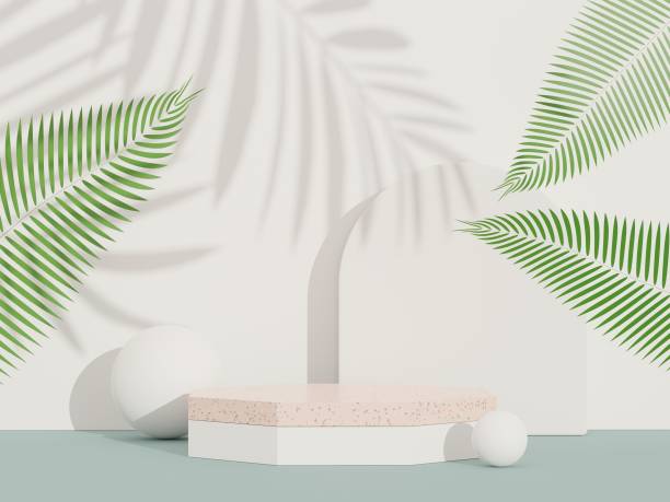 istock 3d abstract white platform showcase for product and cosmetic presentation with terrazzo idea concept. Minimal Podium for mock up and advertising. Render geometric design scene for web banner. 1479160888