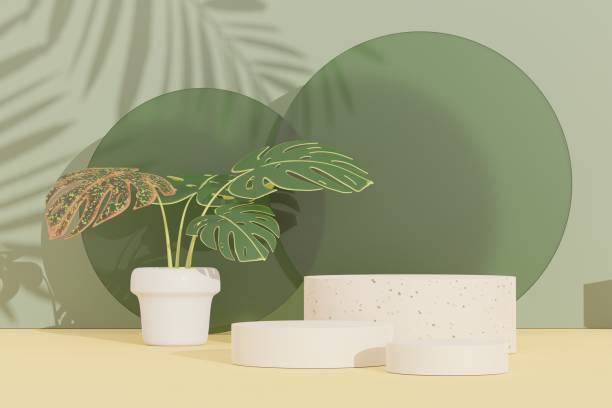 istock 3d abstract white platform showcase for product and cosmetic presentation with terrazzo idea concept. Minimal Podium for mock up and advertising. Render geometric design scene for web banner. 1479161516