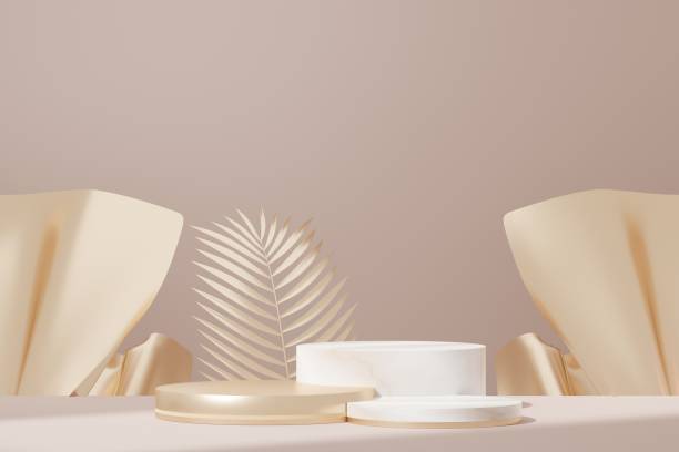 istock 3D Render, Minimal Realistic pastel Display Podium for Product Mock up or Cosmetics Presentation in colorful pastel Studio, Cylinder pedestal showcase scene, geometric shapes background. 1479163486