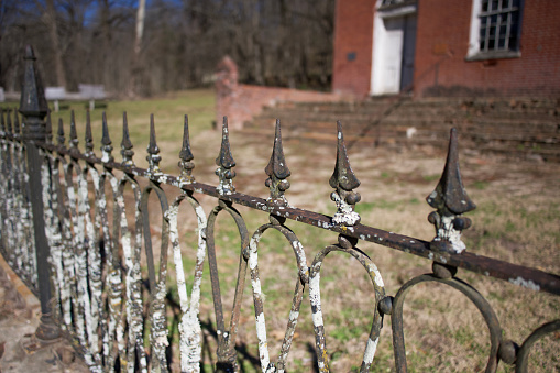 Close up of old metal fence in ghost town