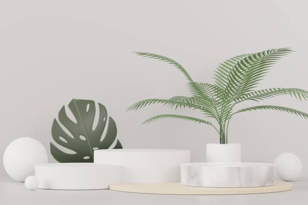 istock 3d abstract white platform showcase for product and cosmetic presentation with terrazzo idea concept. Minimal Podium for mock up and advertising. Render geometric design scene for web banner. 1479164464