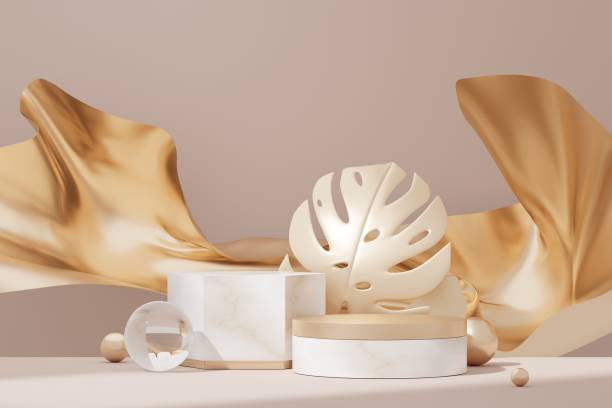 istock 3D Render, Minimal Realistic pastel Display Podium for Product Mock up or Cosmetics Presentation in colorful pastel Studio, Cylinder pedestal showcase scene, geometric shapes background. 1479164570