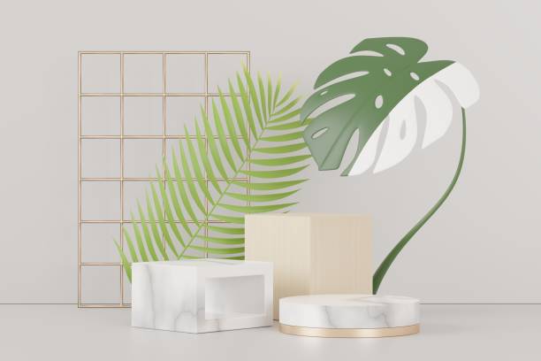 istock 3d abstract white platform showcase for product and cosmetic presentation with terrazzo idea concept. Minimal Podium for mock up and advertising. Render geometric design scene for web banner. 1479164734