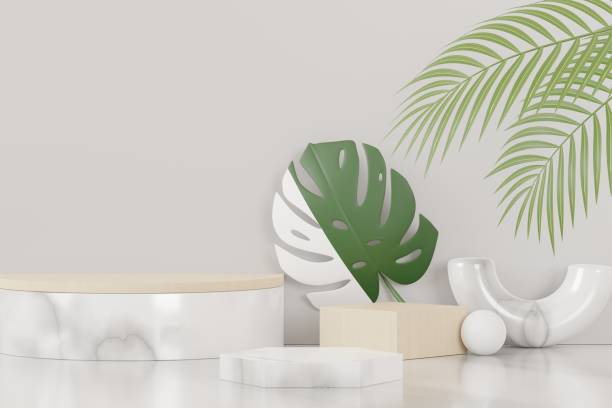 istock 3d abstract white platform showcase for product and cosmetic presentation with terrazzo idea concept. Minimal Podium for mock up and advertising. Render geometric design scene for web banner. 1479164904