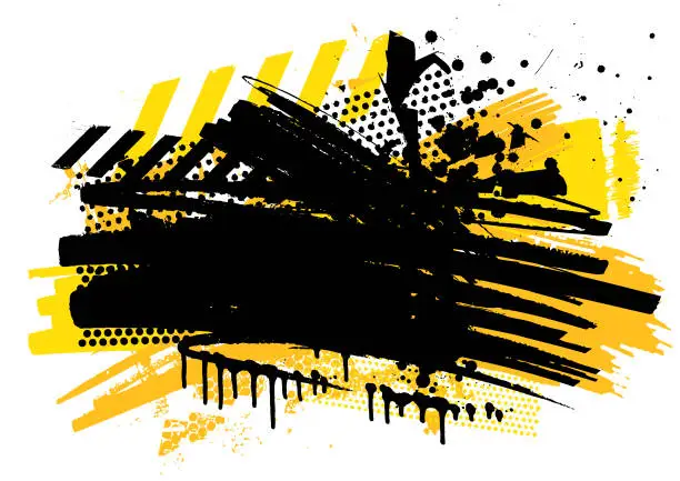 Vector illustration of Modern black yellow grunge textures and patterns vector