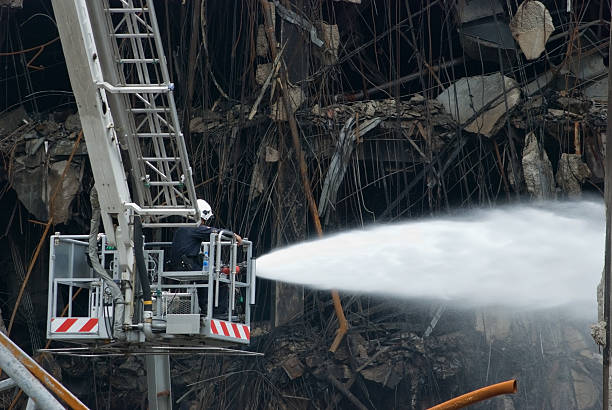 istock Firefighter at damaged shopping mall 147916605
