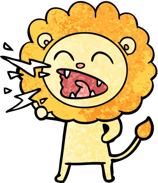 Vector illustration of cartoon roaring lion