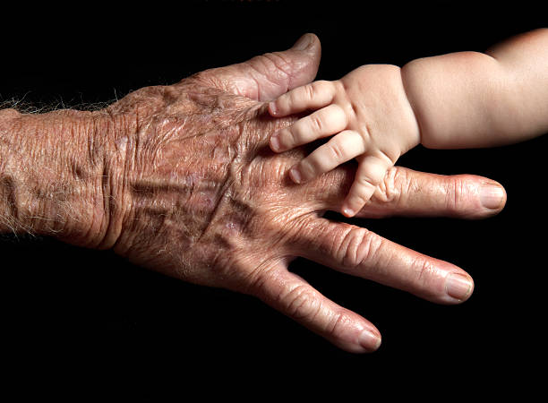 istock A baby's hand holding an elderly person's hand 147917641