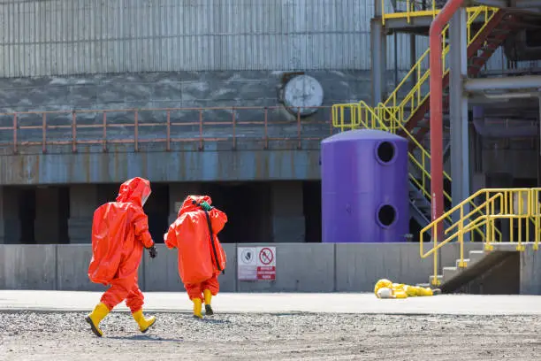 Gas leak in the industrial factory. Gas leaks can be hazardous to health as well as the environment. Even a small leak into a building or other confined space may gradually build up an explosive.