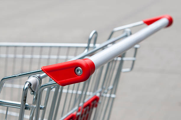 Handle from supermarket shopping cart stock photo