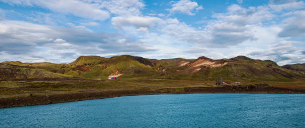 Grænavatn (Green Lake) near Seltún Geothermal Area on Reykjanes Peninsula, Iceland stock photo