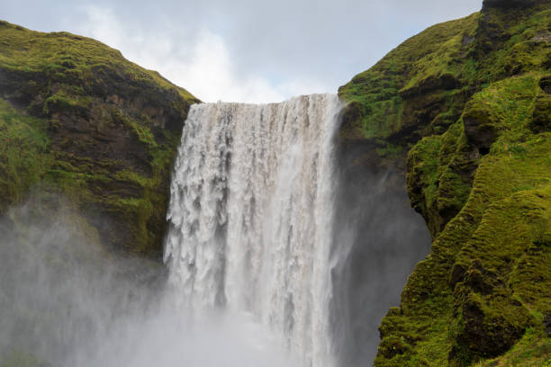 The mighty Skógafoss waterfall in South Iceland stock photo