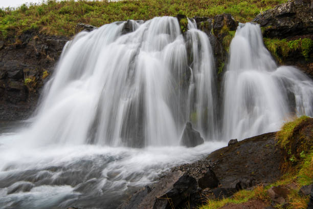 Fossárrétt Waterfall in West Iceland stock photo