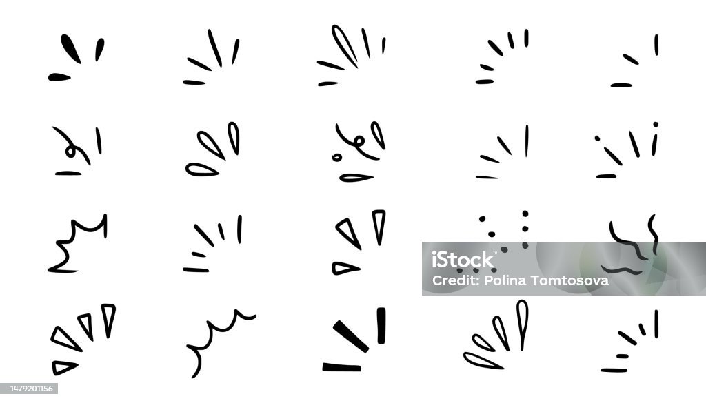 Photo Flashline Doodle Doodle Shine Sunburst Sparkle Ray Elements Hand Drawn Pop Surprise Line ...