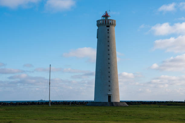 The new lighthouse at Garðskagi on Reykjanes Peninsula, Iceland stock photo