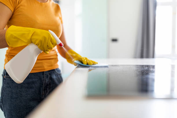 istock Young Woman Using Detergent Spray And Rag While Wiping Table In Kicthen 1479214866