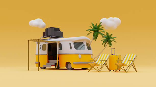 istock Summer vacation travel concept illustration style background. 3d rendering 1479221580