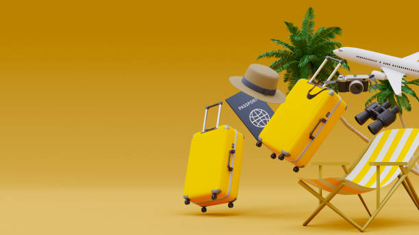 istock Summer vacation travel concept illustration style background. 3d rendering 1479221581