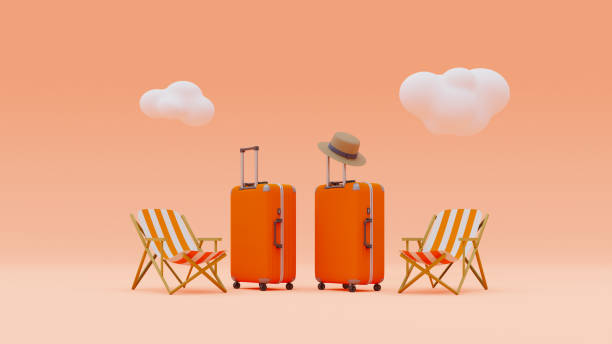 istock Summer vacation travel concept illustration style background. 3d rendering 1479221582
