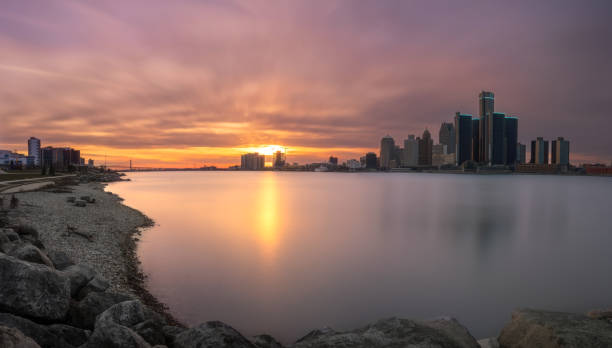 istock The Detroit and Windsor Skyline at Dusk 1479228935
