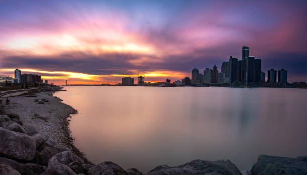 istock The Detroit and Windsor Skyline at Dusk 1479229001