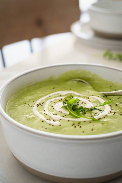 Creamy Vegan Arugula Soup stock photo