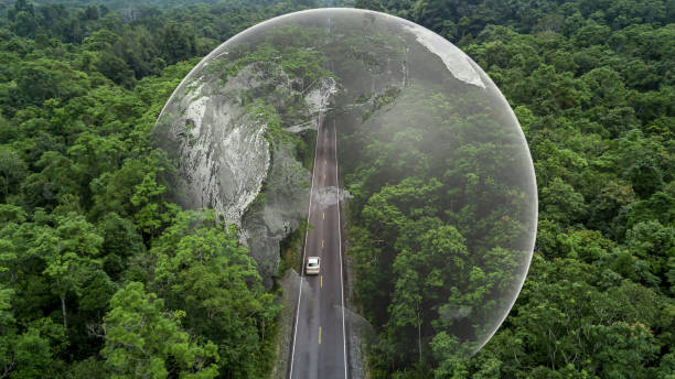 istock Electric vehicle car going through forest, EV electrical energy for environment, Nature power technology sustainable devlopment goals green energy, Ecosystem ecology healthy environment road trip 1479239862