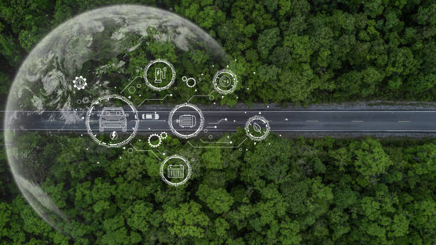 istock Electric car and EV electrical energy for environment, EV car on forest road with earth planet going through forest, Ecosystem ecology healthy environment, Electric car with nature, Save earth, Save Energy. 1479240413