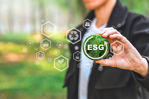 ESG concept ,Sustainable development goal (SDGs) Ideas for Sustainable development and green business based  Global communication network with Environment icon on Green technology and Environmental technology