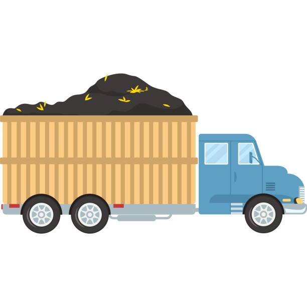 illustrazioni stock, clip art, cartoni animati e icone di tendenza di camion di trasporto con l'icona vettoriale dei semi di girasole - semi truck truck cargo container vector