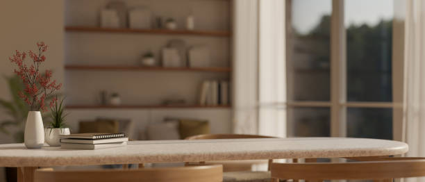 istock Copy space on a table or dining table with decor in contemporary cozy living room. 1479244798