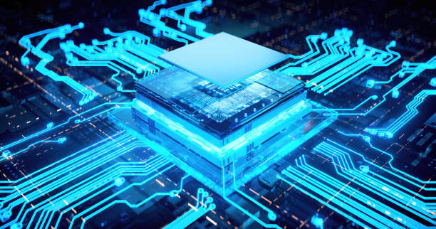 istock 3D rendering of cyberpunk AI. Circuit board. Technology background. Central Computer Processors CPU and GPU concept. Motherboard digital chip. Tech science background. 1479245823