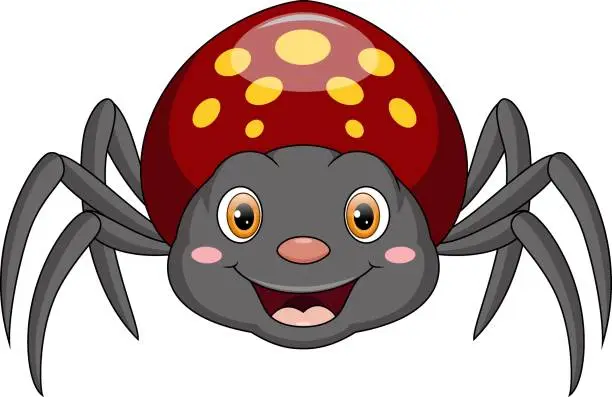 Vector illustration of Cute spider cartoon on white background