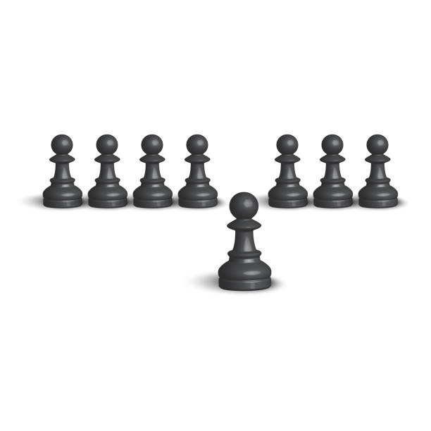 Row black pawns. Teamwork concept. Business success strategy. Vector illustration. Row black pawns. Teamwork concept. Business success strategy. Vector illustration. EPS 10. three dimensional chess stock illustrations