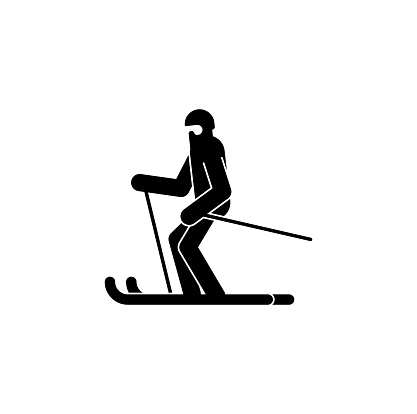 Skier sign symbol. Skiing icon. Vector illustration