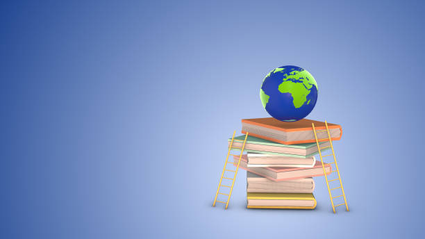 istock Stacked books and ladders with globe 1479256098